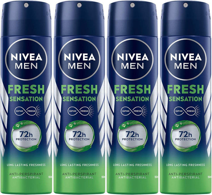 NIVEA MEN SET 4 PZ  DEODORANTE 72H PROTECTION FRESH SENSATION SPRAY 150 ML