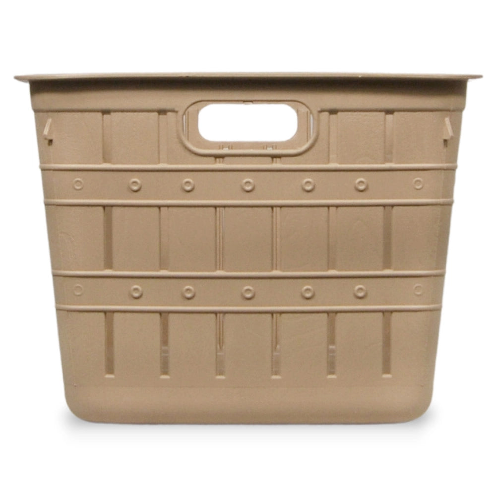 Cestone portabiancheria con coperchio e cesta coordinata effetto legno beige