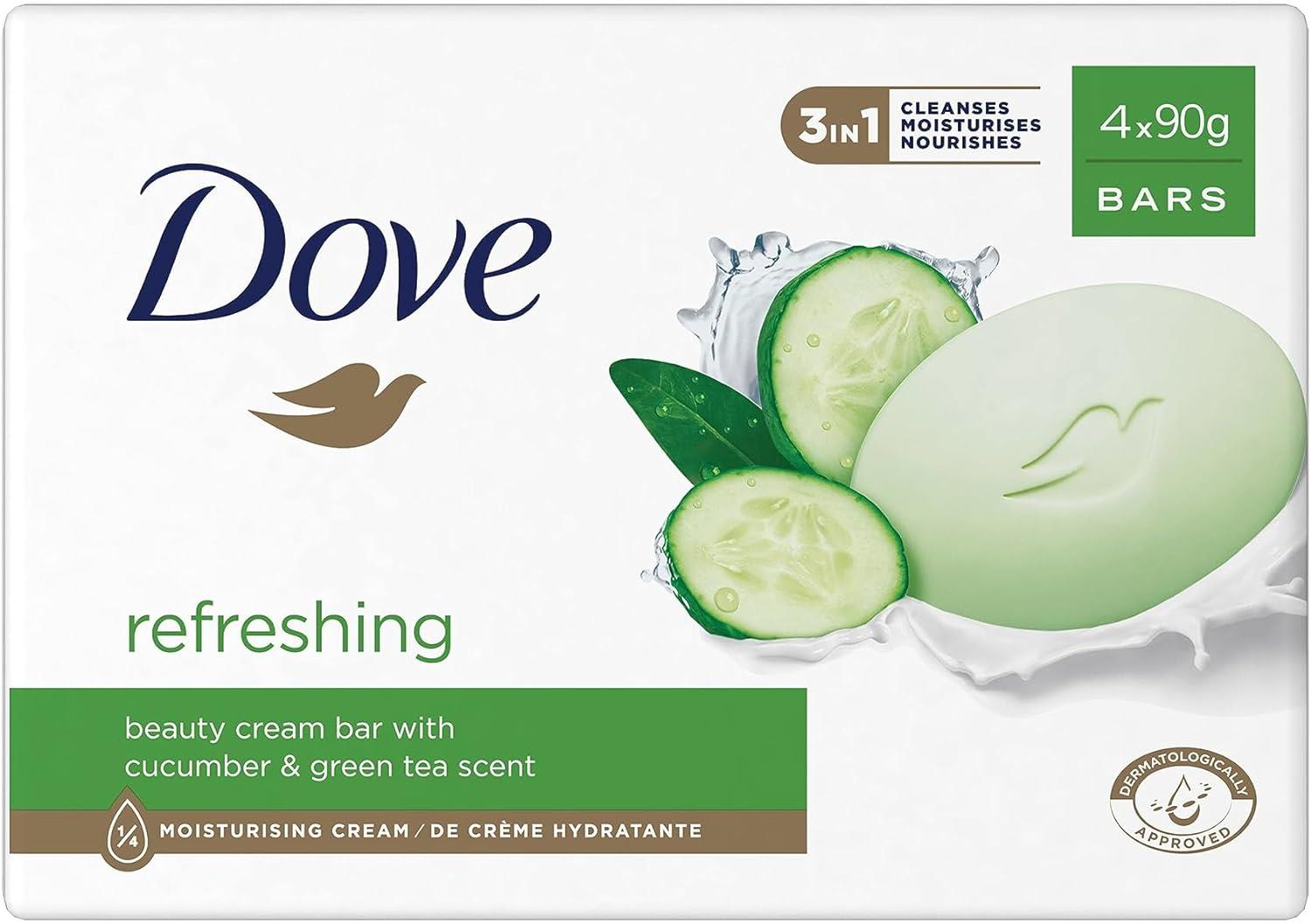DOVE SAPONETTA CREMOSA REFRESHING 4 PEZZI X 90 GRAMMI CUCUMBER & TEA GREEN