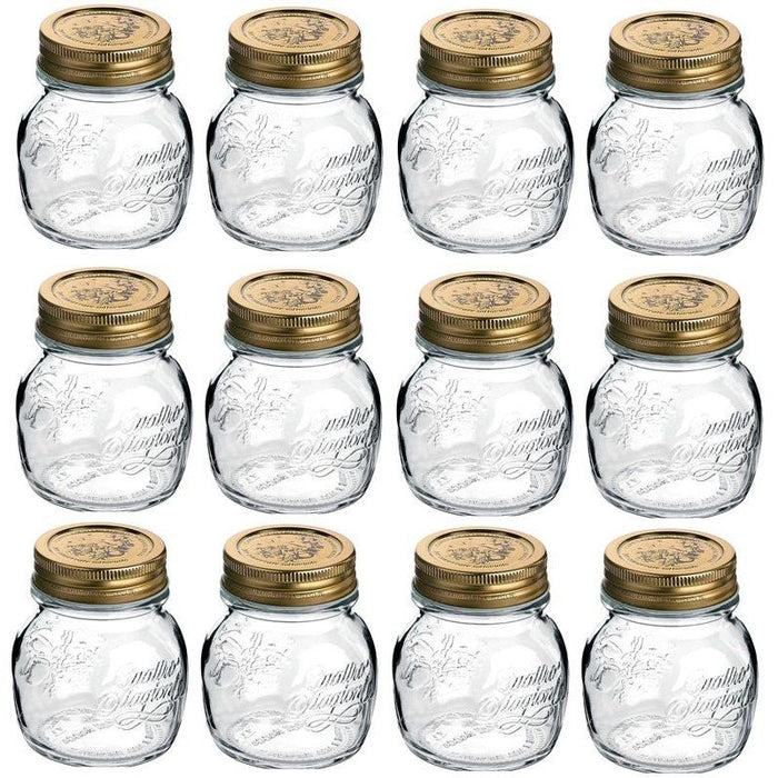 12 BARATTOLI 250 CC QUATTRO STAGIONI BORMIOLI PER CONSERVE CON TAPPI INCLUSI