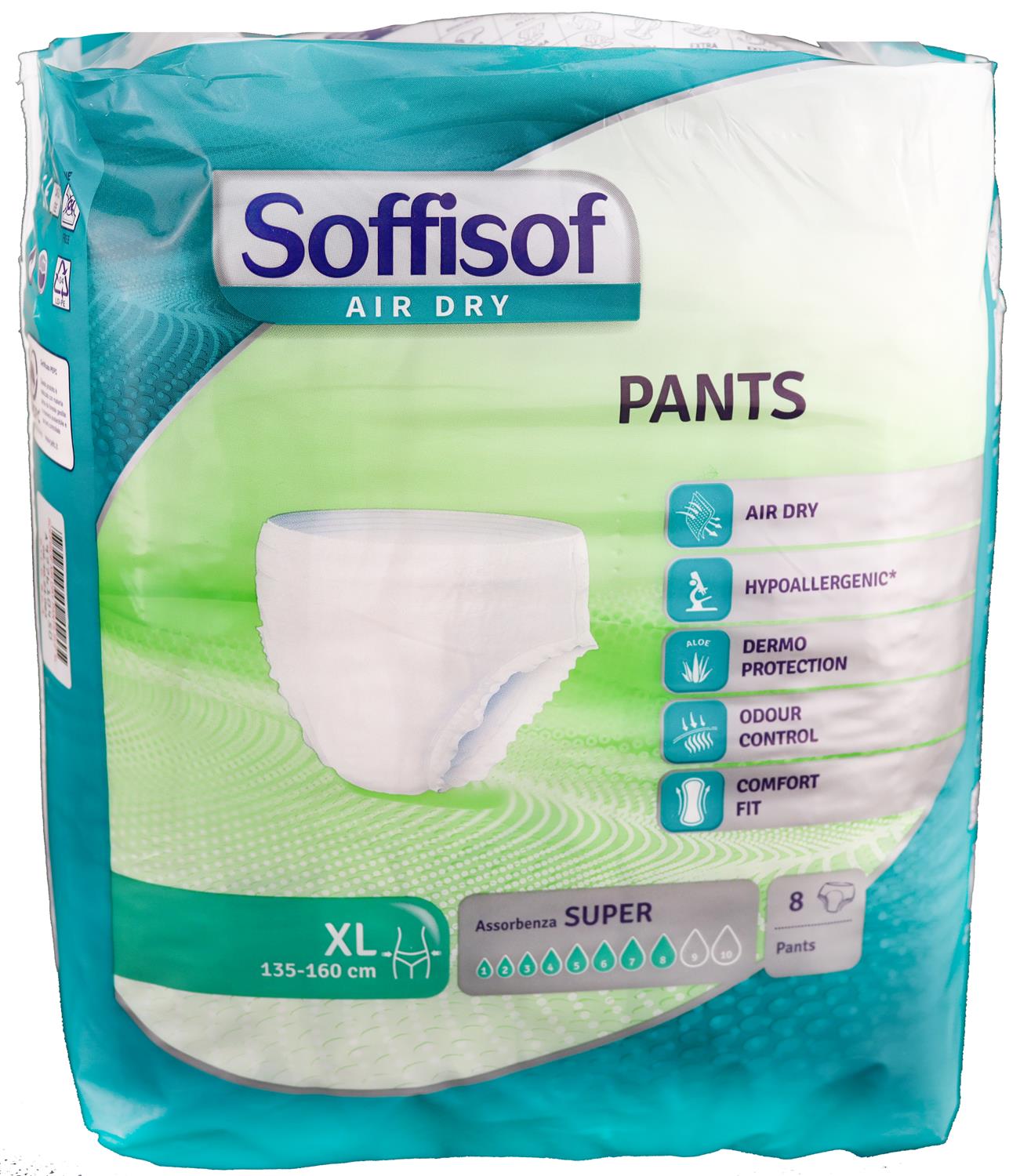 SOFFISOF PANNOLONI A MUTANDA AIR DRY PANTS TAGLIA XL MAXI 8 PZ