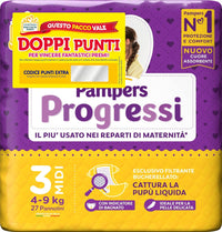 PANNOLINI PAMPERS PROGRESSI MUTANDINO 27 PEZZI NEW MIDI TAGLIA 3