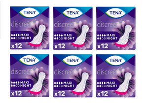 SET 6 CONFEZIONI DI TENA LADY ASSORBENTI MAXI NIGHT 12 PZ