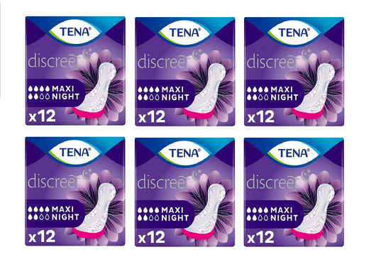 SET 6 CONFEZIONI DI TENA LADY ASSORBENTI MAXI NIGHT 12 PZ