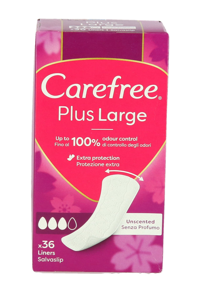 SET 4 CAREFREE SALVASLIP PLUS LARGE FRAGRANZA DELICATA DONNA EXTRA AMPIO PER IL 100% DI CONTROLLO DEGLI ODORI 36 PZ