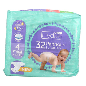HYDRAVIVA PANNOLINI IN SET DA 5 CONFEZIONI SUPER DRY MAXI TG 4 7-18 KG DA 32PZ
