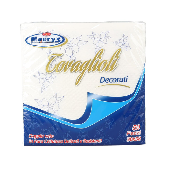 SET 24 CONFEZIONI MAURY'S TOVAGLIOLI DECORATI A DOPPIO VELO 30X30 CM 50 PEZZI