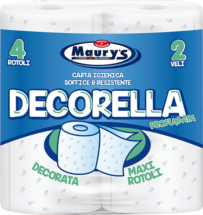 60 MAXI ROTOLI CARTA IGIENICA 2 VELI MAURY'S DECORELLA PROFUMATA DECORATA