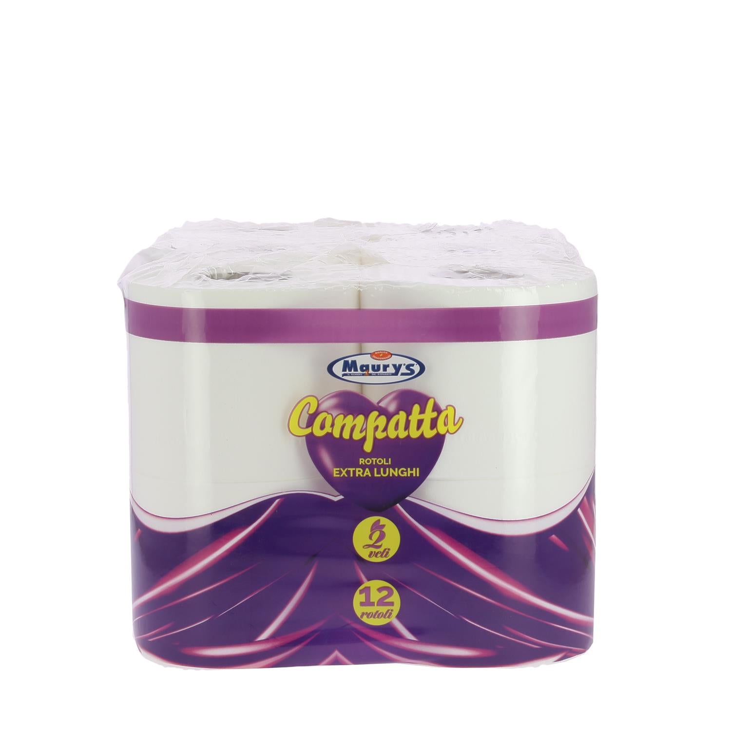 MAURY'S CARTA IGIENICA 24 ROTOLI 2 VELI COMPATTA ALTA QUALITÀ FORMATO FAMIGLIA