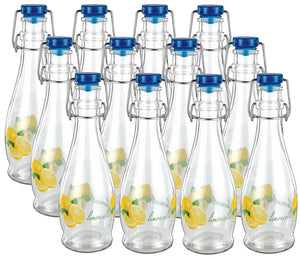 KIT 12 BOTTIGLIE PER LIMONCELLO 350 ML IN VETRO CON TAPPO A CHIUSURA ERMETICA