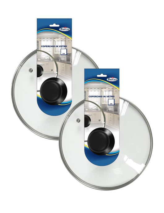KIT SET 2 PZ MAURY'S COPERCHIO IN VETRO TEMPERATO 14 CM
