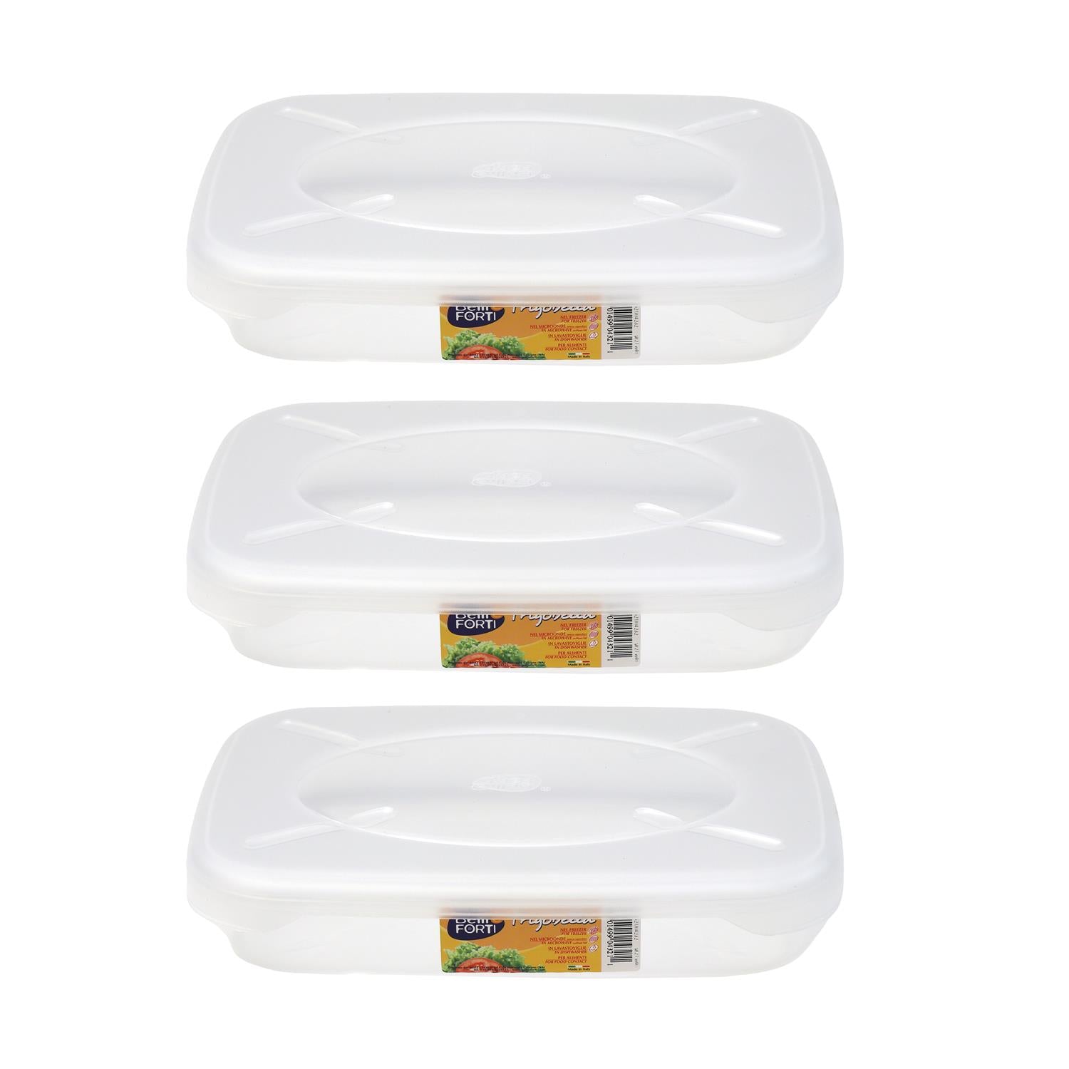 SET 3 CONTENITORI ERMETICI FRIGOBELLA RETTANGOLARI 1.15 LITRI