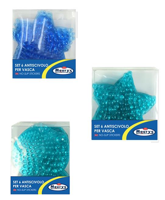 KIT SET 3PZ MAURY'S STICKERS ANTISCIVOLO PER VASCA O DOCCIA 6PZ COLORI ASSORTITI