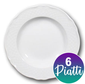 6 PIATTI FONDI IN CERAMICA MALAGA BIANCHI 23CM