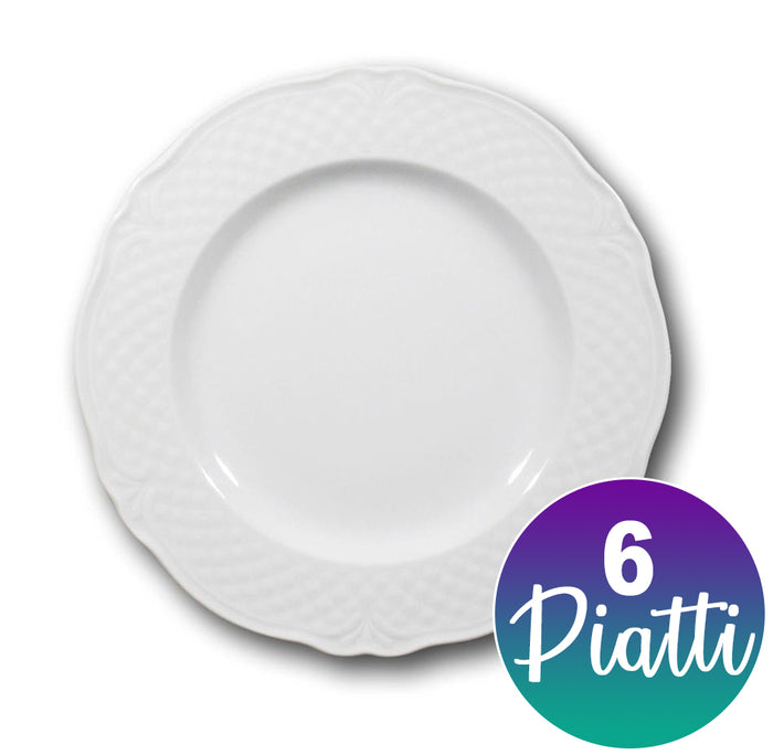 6 PIATTI FRUTTA IN CERAMICA MALAGA BIANCHI 21CM