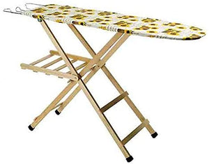 ASSE DA STIRO IN LEGNO DI FAGGIO NATURALE 35X141,5 XH92 CM CON COPRIASSE ASSORTITO