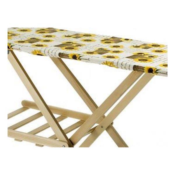 ASSE DA STIRO IN LEGNO DI FAGGIO NATURALE 35X141,5 XH92 CM CON COPRIASSE ASSORTITO