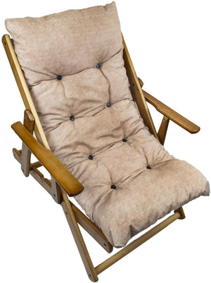 MAURY'S POLTRONA RELAX ECRÙ IN LEGNO CON 3 POSIZIONI E CUSCINO IMBOTTITO