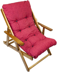 MAURY'S POLTRONA RELAX ROSSA TINTA UNITA COMODONA IN LEGNO 3POSIZIONI CON CUSCINO IMBOTTITO