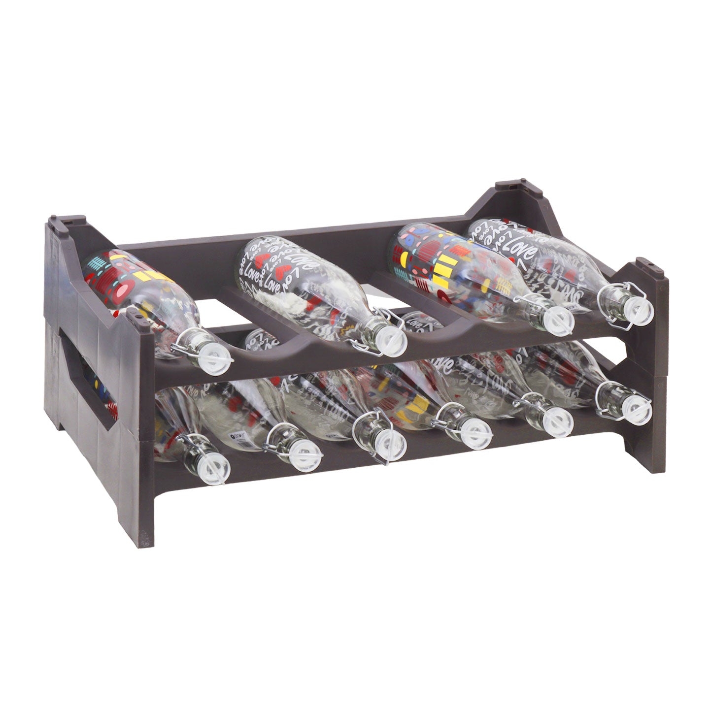 CANTINETTA PORTABOTTIGLIE IN PLASTICA MODULARE 12 BOTTIGLIE MARRONE