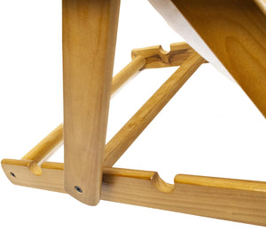 MAURY'S POLTRONA RELAX ECRÙ IN LEGNO CON 3 POSIZIONI E CUSCINO IMBOTTITO