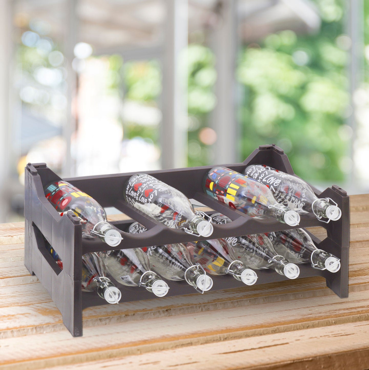 CANTINETTA PORTABOTTIGLIE IN PLASTICA MODULARE 12 BOTTIGLIE MARRONE