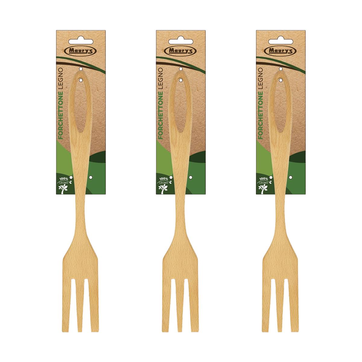 KIT SET 3 PZ MAURY'S FORCHETTONE IN LEGNO 33 CM