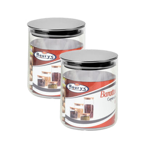 KIT SET 2 PZ MAURY'S BARATTOLO CONTENITORE IN VETRO 10 X H 13 CM CON COPERCHIO