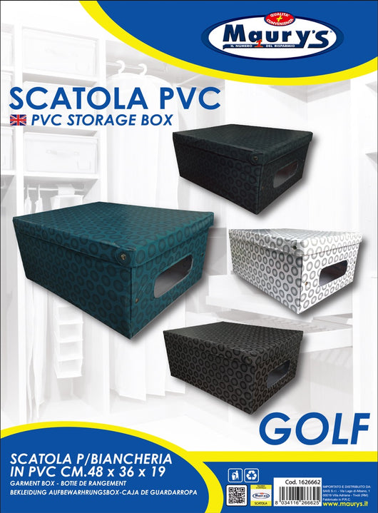 KIT SET 3 PZ MAURY'S SCATOLA GOLF IN PVC 48 X 36 X 19 IN COLORAZIONE ASSORTITA