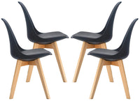 4 MAURY'S SEDIE NORDICA NERA STILE SCANDINAVO GAMBE IN LEGNO CON CUSCINO