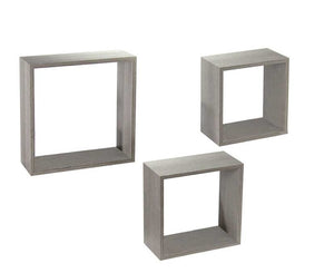 MAURY'S 3 PENSILI QUADRATI IN LEGNO DA PARETE IN TRE MISURE CON FINITURA OLMO