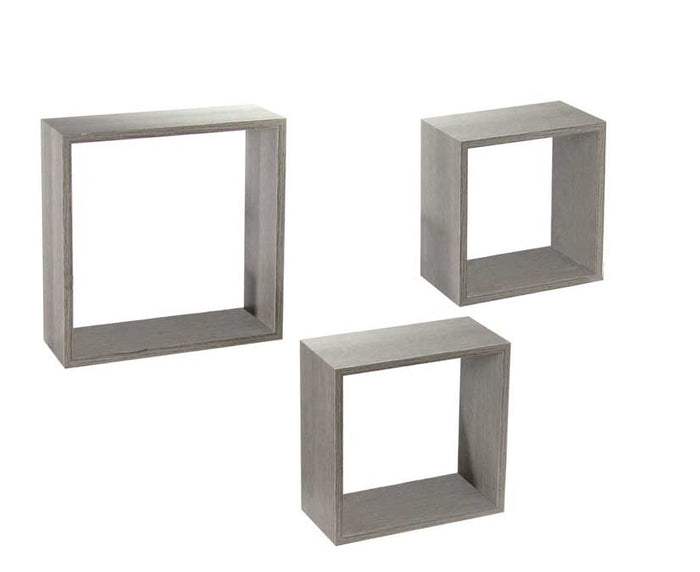 MAURY'S 3 PENSILI QUADRATI IN LEGNO DA PARETE IN TRE MISURE CON FINITURA OLMO