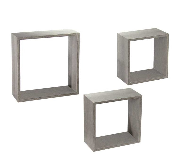 MAURY'S 3 PENSILI QUADRATI IN LEGNO DA PARETE IN TRE MISURE CON FINITURA OLMO