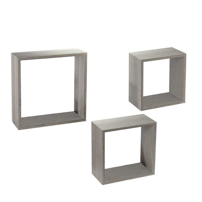 MAURY'S 3 PENSILI QUADRATI IN LEGNO DA PARETE IN TRE MISURE CON FINITURA OLMO