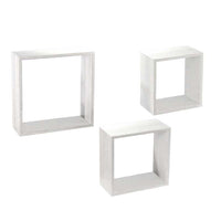 MAURY'S 3 PENSILI QUADRATI IN LEGNO DA PARETE IN TRE MISURE  BIANCO LEGNO