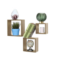 MAURY'S 3 PENSILI QUADRATI IN LEGNO DA PARETE IN TRE MISURE CON FINITURA ROVERE