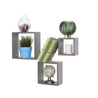 MAURY'S 3 PENSILI QUADRATI IN LEGNO DA PARETE IN TRE MISURE CON FINITURA OLMO