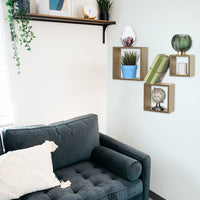 MAURY'S 3 PENSILI QUADRATI IN LEGNO DA PARETE IN TRE MISURE CON FINITURA ROVERE