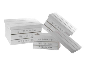 MAURY'S SET 3 CASSETTE IN LEGNO BIANCO CON COPERCHIO IN MISURE DIFFERENTI