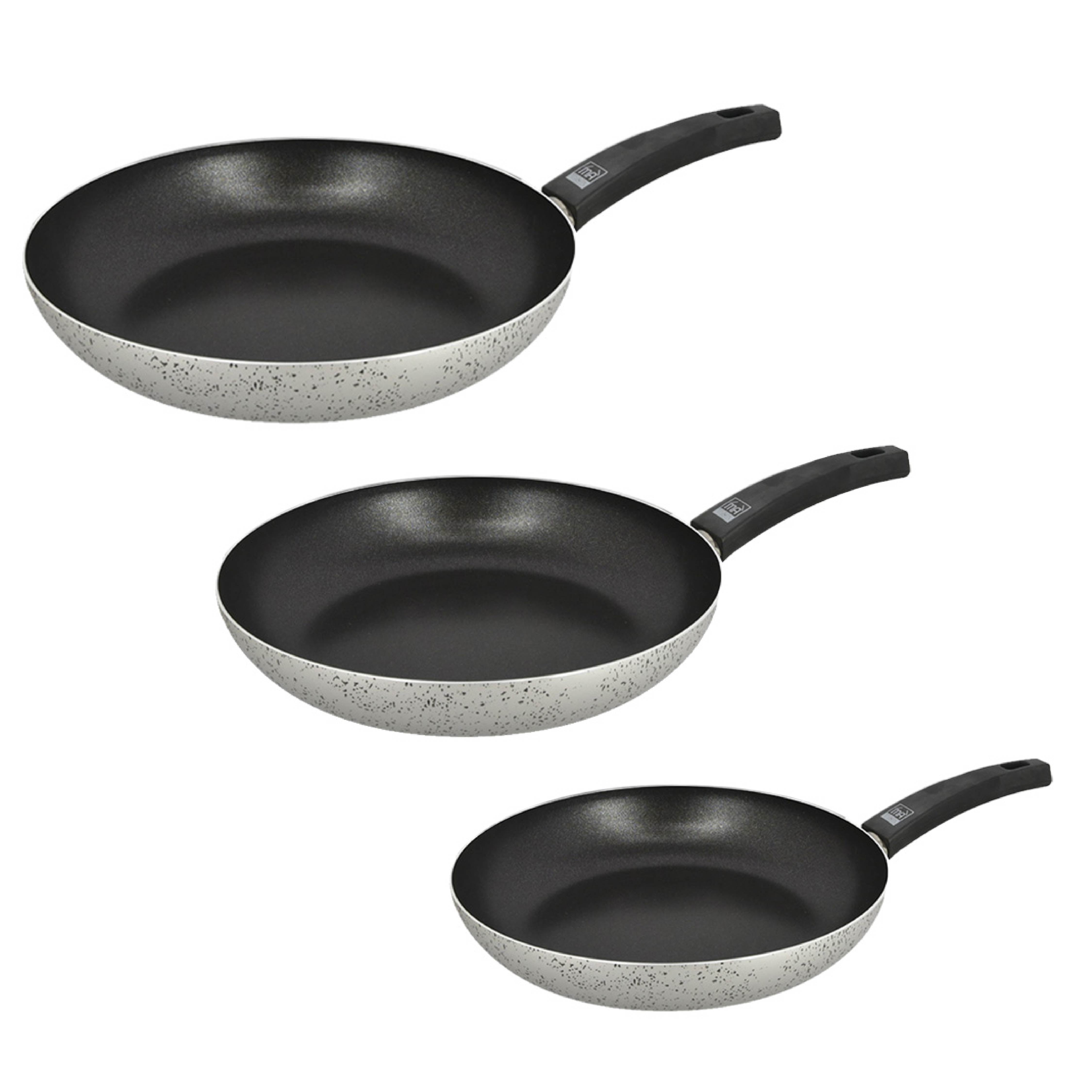 MA MAISON TRIS PADELLE LINEA ALESSIA 20 Ø - 24 Ø - 28 Ø CM SPESSORE 2.20 MM ANTIADERENTE E ANTIGRAFFIO IN ALLUMINIO