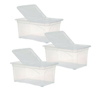 SET 3 PZ BOX PORTA INDUMENTI CON RUOTE DIMENSIONI 60X40X28CM E COPERCHIO BIANCO