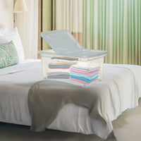 SET 3 PZ BOX PORTA INDUMENTI CON RUOTE DIMENSIONI 60X40X28CM E COPERCHIO BIANCO