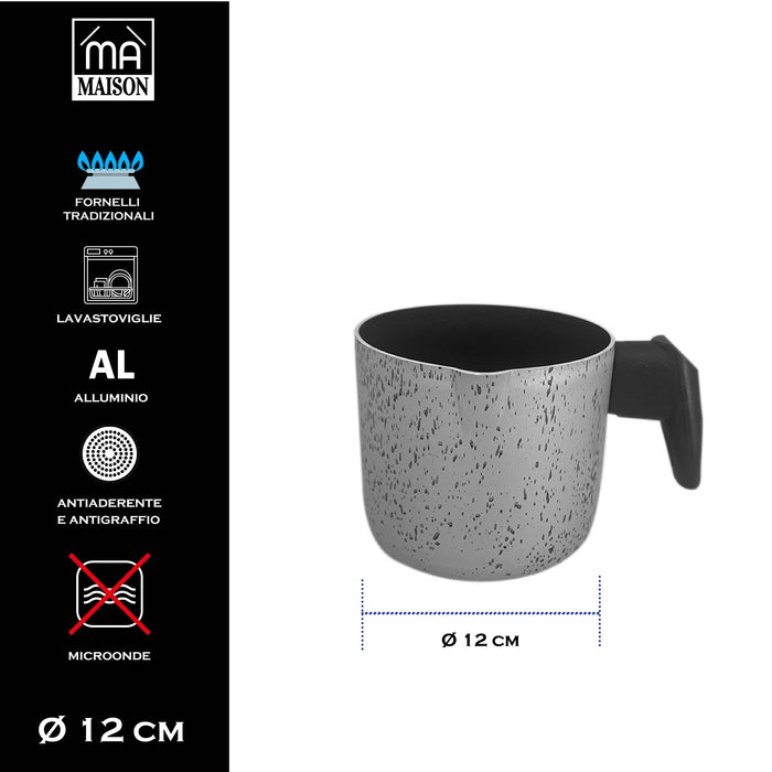 MA MAISON SET 2 TAZZE DA 470 CC + BOLLI LATTE 12 CM SPESSORE 1,50 MM ANTIADERENTE E ANTIGRAFFIO IN ALLUMINIO