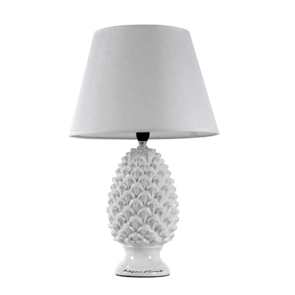 LAMPADA LUMETTO CON DESIGN A PIGNA CON BASE IN COLORE BIANCO 44.5 CM