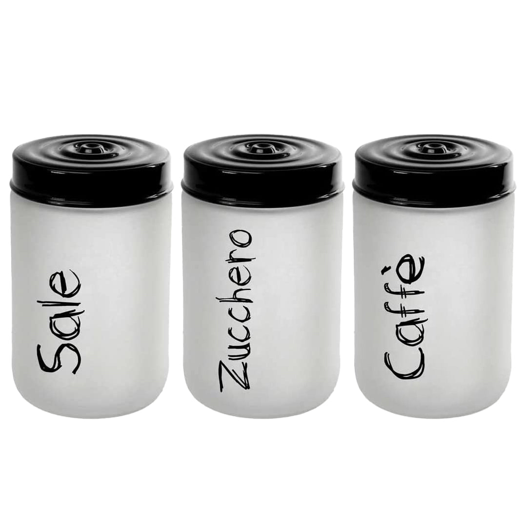 MAURY'S TRIS DI BARATTOLI IN VETRO OPACO CON CAPIENZA DA 660 CCIN TOP NERO