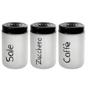 MAURY'S TRIS DI BARATTOLI IN VETRO OPACO CON CAPIENZA DA 660 CCIN TOP NERO