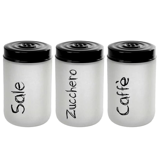 MAURY'S TRIS DI BARATTOLI IN VETRO OPACO CON CAPIENZA DA 660 CCIN TOP NERO