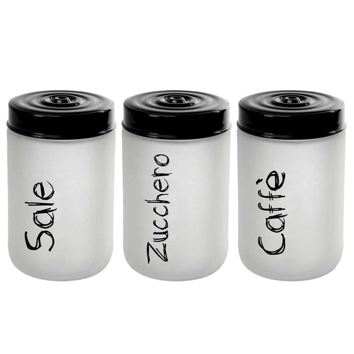 MAURY'S TRIS DI BARATTOLI IN VETRO OPACO CON CAPIENZA DA 660 CCIN TOP NERO