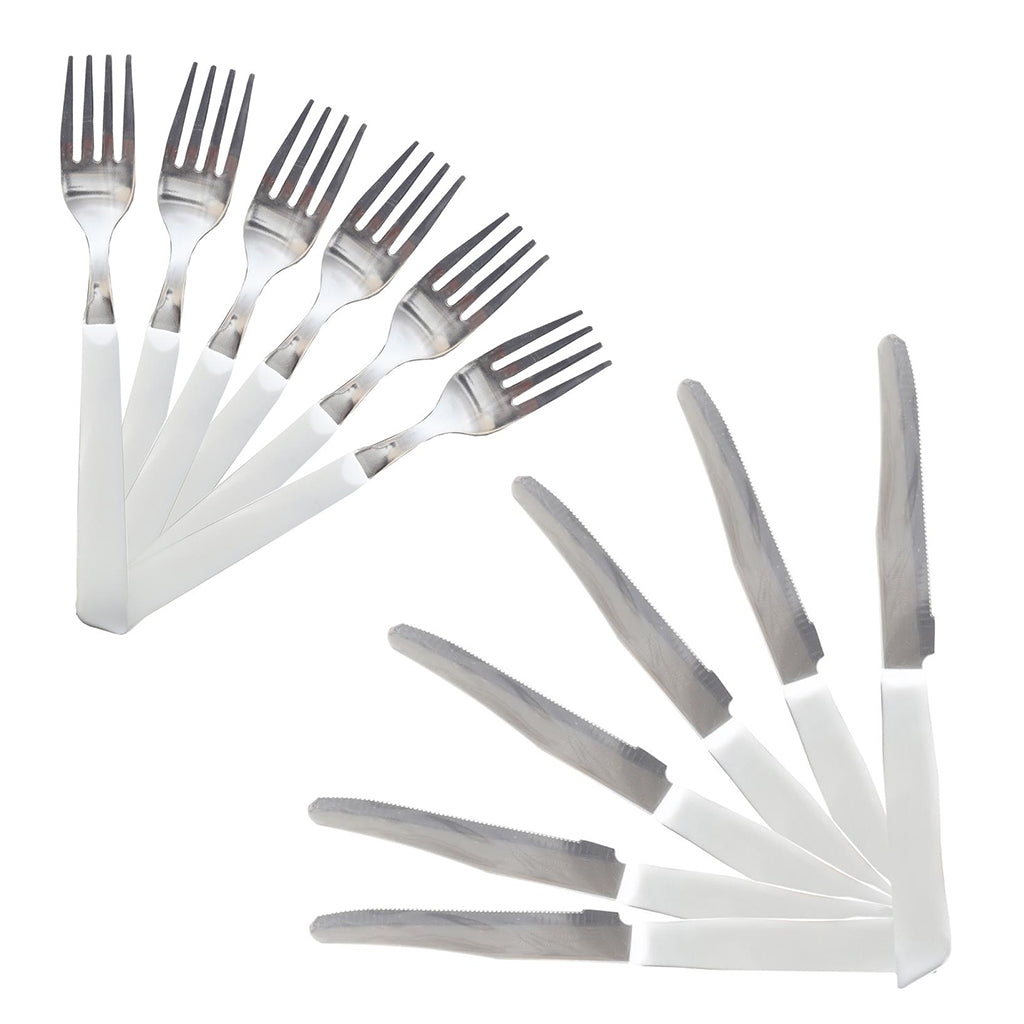 MAURY'S FORCHETTE E COLTELLI DA TAVOLA IN SET DA 12 PEZZI DI COLORE BIANCO