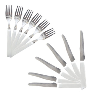 MAURY'S FORCHETTE E COLTELLI DA TAVOLA IN SET DA 12 PEZZI DI COLORE BIANCO
